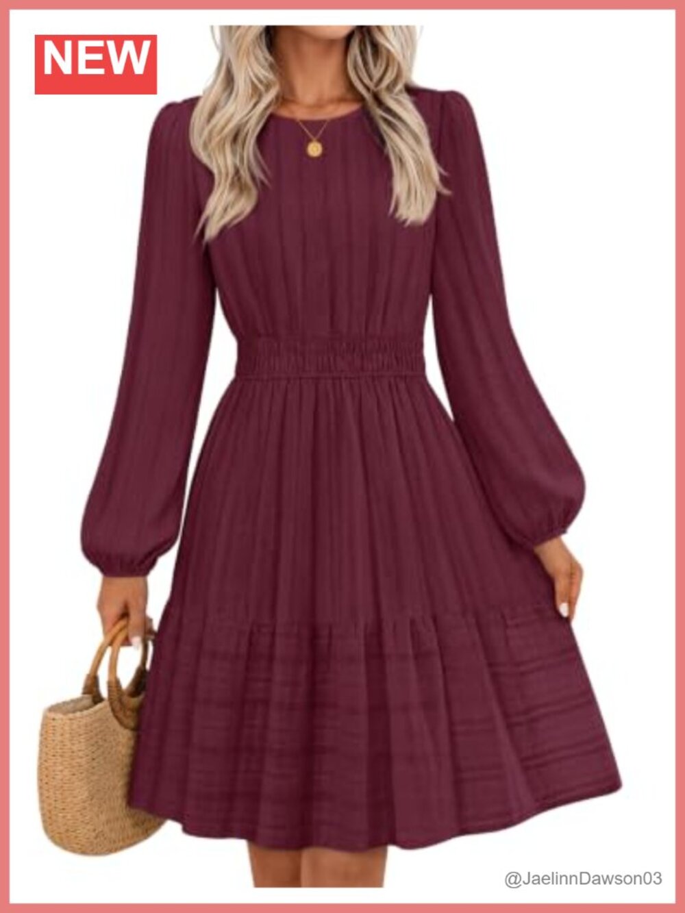 Smocked Waist Tiered Ruffle A-Line Midi Dress with Pockets